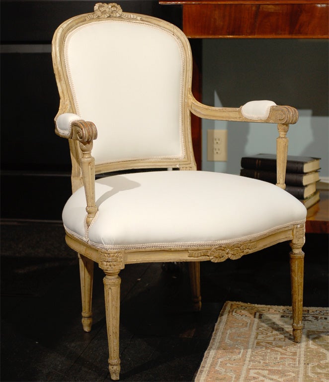 Pair of 18th Century Louis XVI Painted Arm Chairs