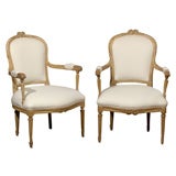 Pair of 18th Century Louis XVI Painted Arm Chairs