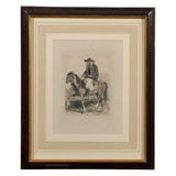 Hand-Colored Sketch of an Old French Man - Homme de Guemene