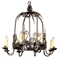 19th Century Italian Domed Iron 12-Light Chandelier 