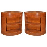 Pair of Embossed Leather Baker Side Tables