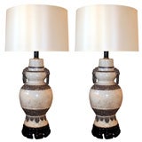 Pair of italian Crackle and Stoneware Lamps Pair of italian Crackle and Stoneware Lamps