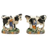 A Pair Of English Pearlware Cow Groups