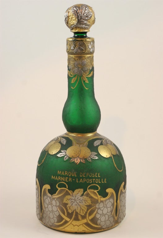 French Cameo Glass Grand Marnier Bottle In Excellent Condition For Sale In New York, NY