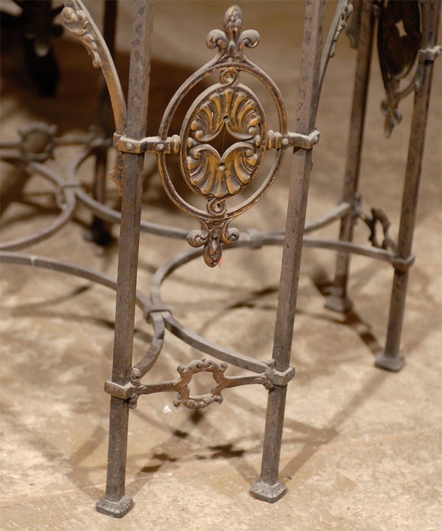 Iron and Bronze Table with Black Marble Top Attributed to Oscar Bach In Good Condition In Atlanta, GA