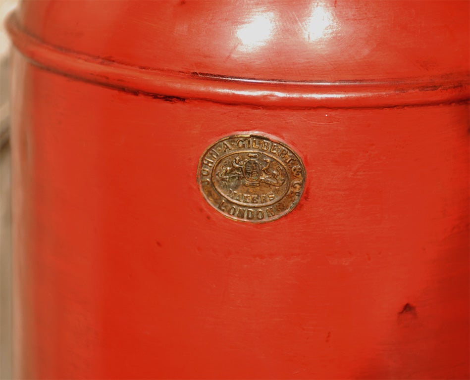 PAIR OF 19thC RED TEA TIN LAMPS 4