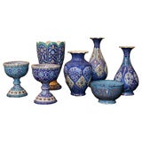 Set of 7 Iranian hand-painted vessels