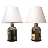 Pair of Nickel Plated Octagon Lamps