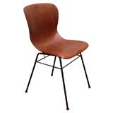 Molded  Mahogany Plywood Chair with Black Painted  Steel Legs