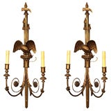 Pair old American federal style two-light sconces.