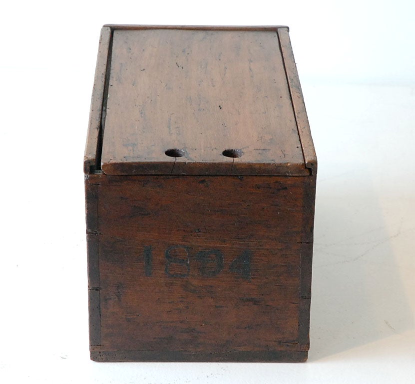 Walnut 19TH C. CANDLE BOX DATED 1804