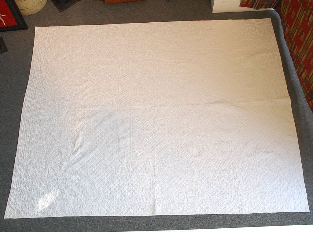 19TH CENTURY BRIDAL QUILT FROM PENNSYLVANIA - WONDERFUL WHITE QUILTING IN PRISTINE CONDITION
