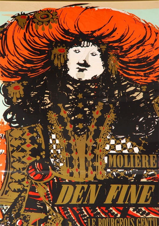 Mid-Century moderno DEN Fine Mand, grande poster originale in serigrafia di Bjørn Wiinblad, 1957 in vendita