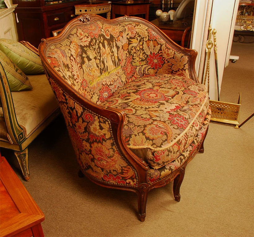 French Louis XV Walnut Canape with Needlepoint Upholstery
