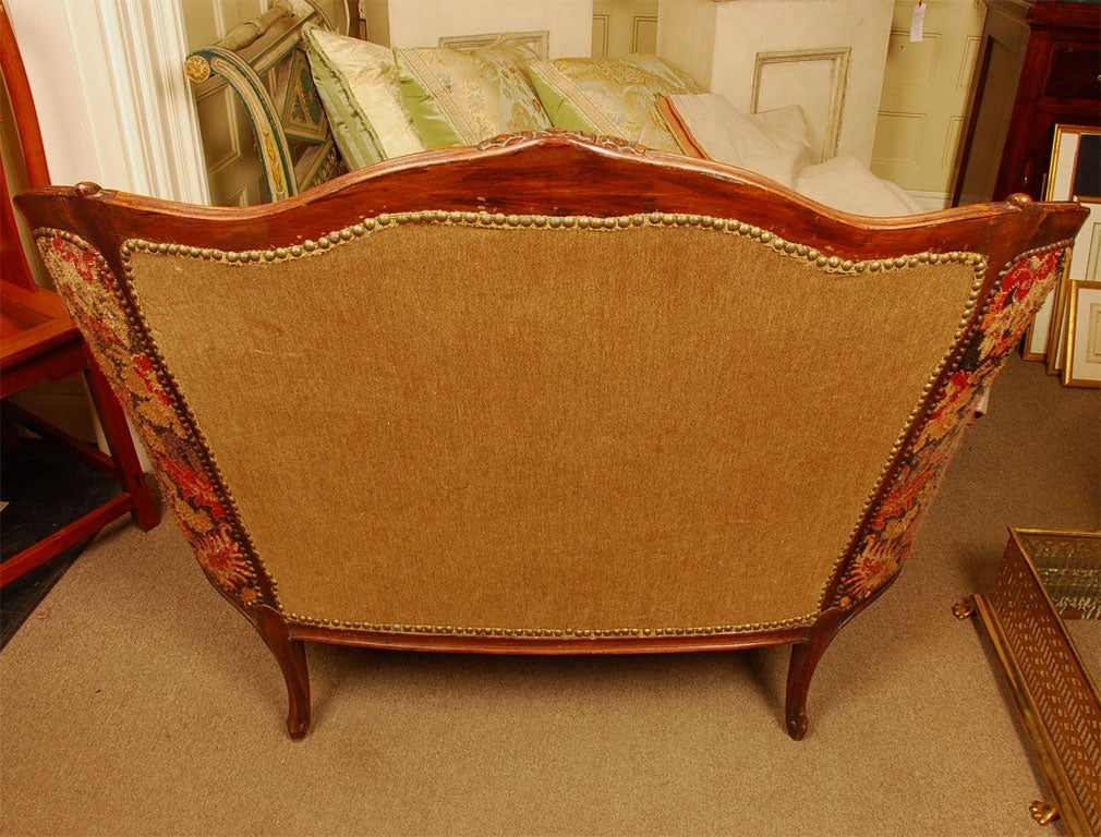 19th Century Louis XV Walnut Canape with Needlepoint Upholstery
