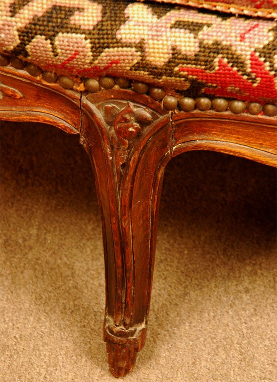 Louis XV Walnut Canape with Needlepoint Upholstery 4