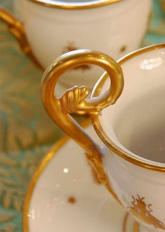 French Vieux Paris Porcelain Coffee Service with Napoleonic Emblems