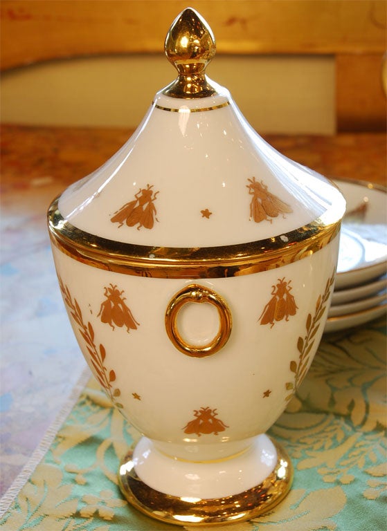 19th Century Vieux Paris Porcelain Coffee Service with Napoleonic Emblems