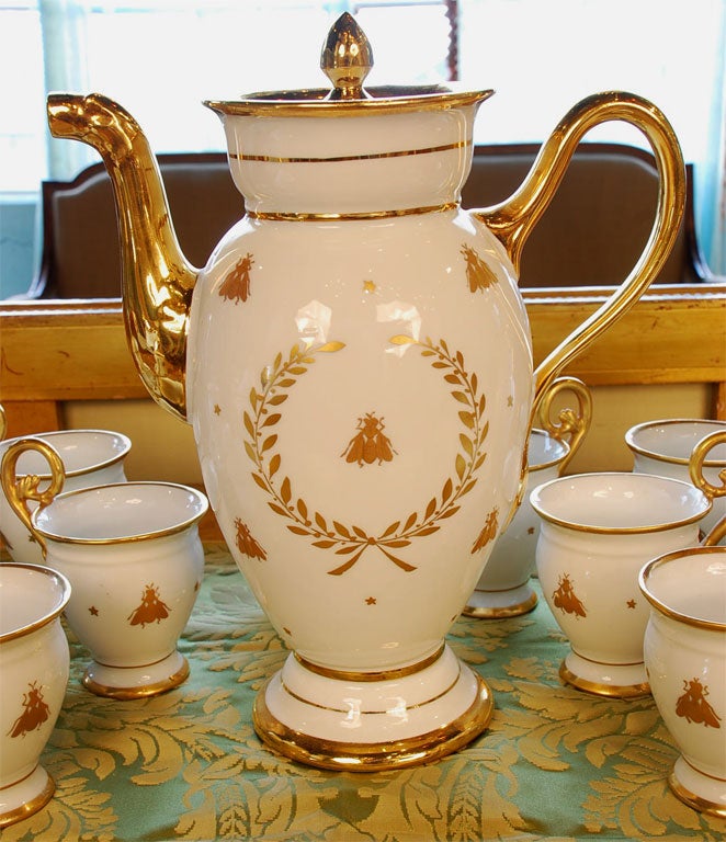 Vieux Paris Porcelain Coffee Service with Napoleonic Emblems 1