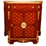 Louis XVI Style Cabinet with Marble Top and Porcelain Placque 1