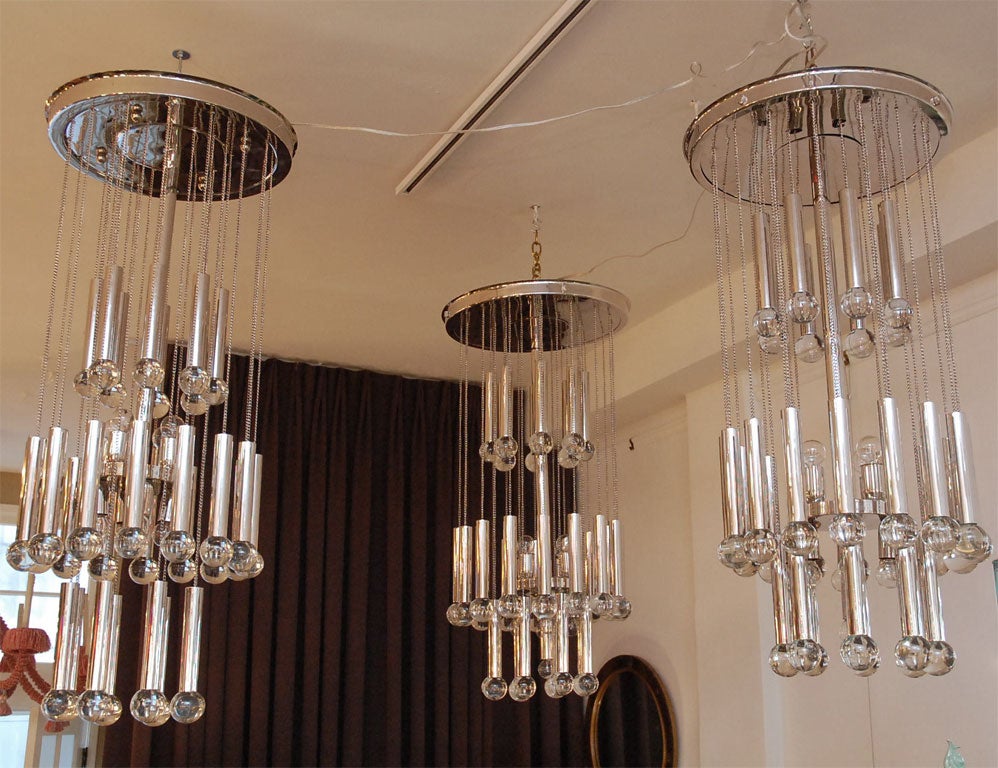 Italian Chandelier with Glass Globes For Sale 4