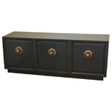 Military Blue Lacquer Cabinet with Pewter Hardware