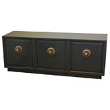 Vintage Military Blue Lacquer Cabinet with Pewter Hardware