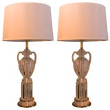 Pair of Modernist Murano Glass Urn Lamps