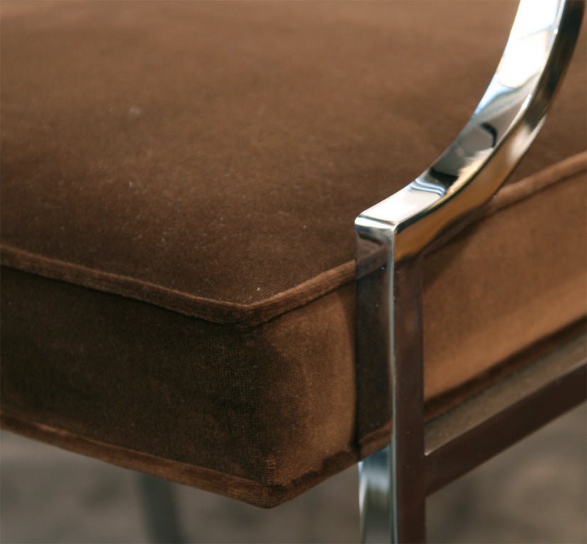Set of Four Modernist Chippendale Dining Chairs in Chrome 3