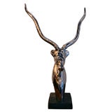 Modernist Mid-Century Nickeled Gazelle Bust