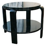 Machine Age End Table in Ebonized Walnut with Vitrolite Top