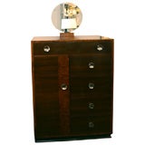 Art Deco High Chest with Dressing Mirror and Exotic Woods