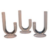 Vintage Set of Three Lucite Modernist Candle Holders