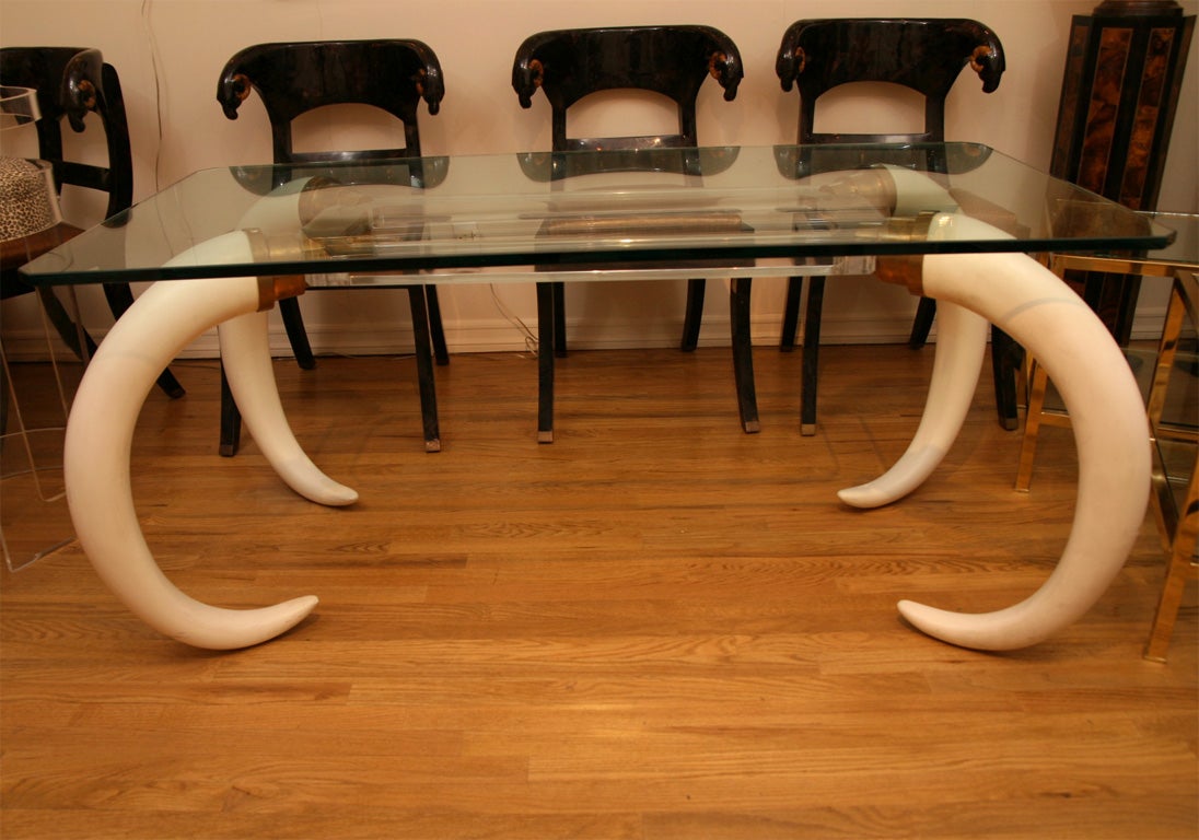 Horn and lucite base desk