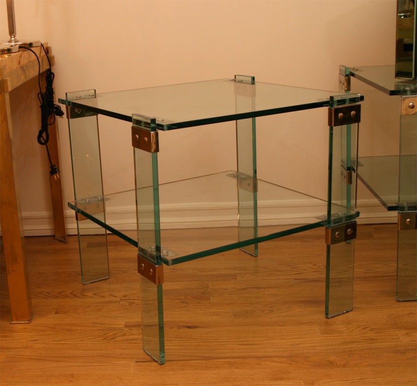 Glass two tier end table