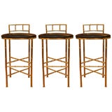 Set of three brass faux bamboo stools