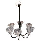 Handblown Glass and Steel Chandelier