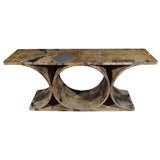 Green Parchment Console with Circle Design