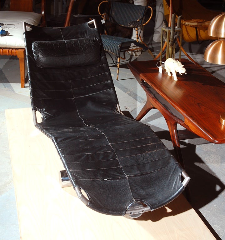Chaise Longue Chariot Paul Tuttle Cuero en venta