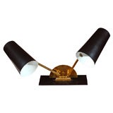 Black Painted and Brass 2-light Tubular Table Lamp