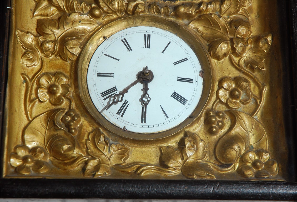 German Wall Clock with Bird and Floral Decoration For Sale