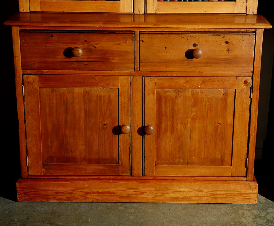 English Pine Bookcase Cupboard with Drawers For Sale
