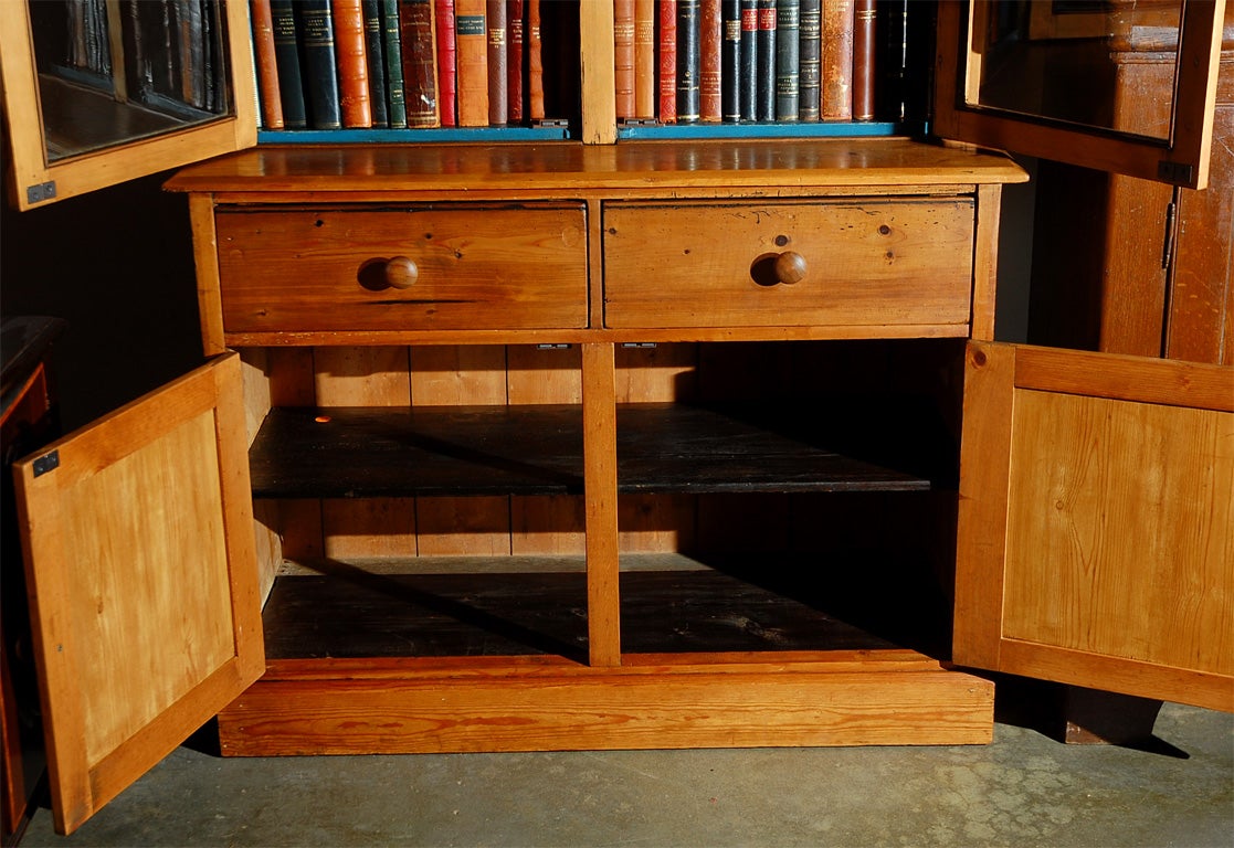 Pine Bookcase Cupboard with Drawers For Sale 1