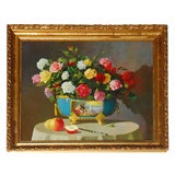Antique Roses oil painting on board