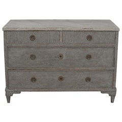 Period Gustavian Chest of Drawers in Blue Paint