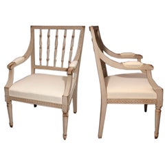 Pair of Spindle Back Gustavian Style Armchairs