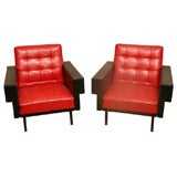 Pair of  Cubistic Leather Club Chairs