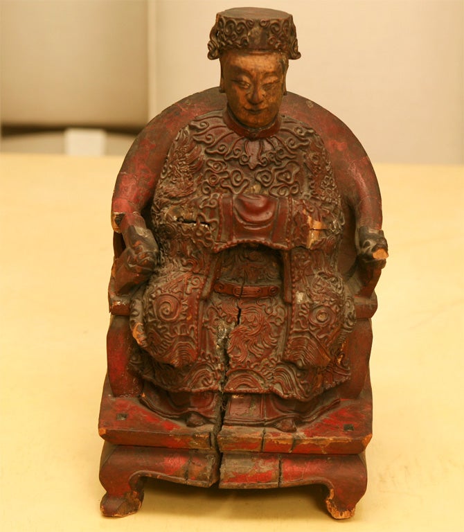 19th century Chinese carved wood figure