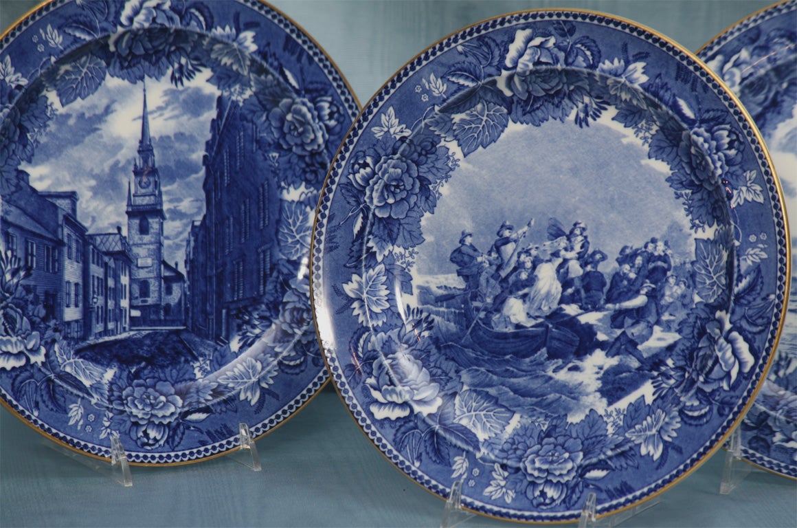 Glazed Set of 5 Wedgwood Patriotic Commemorative Plates