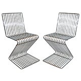 Pair of Chrome Z Side Chairs by Francois Arnal for Atelier A